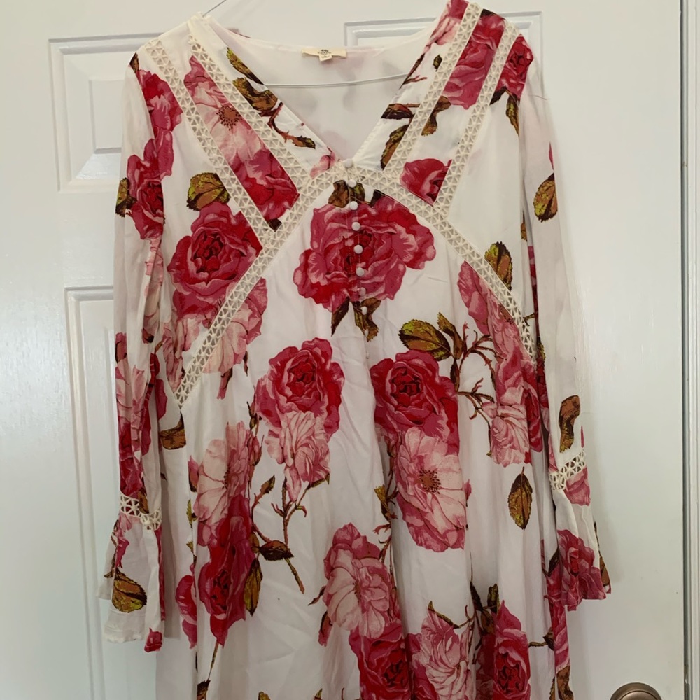 Pink Floral Long Sleeve Dress